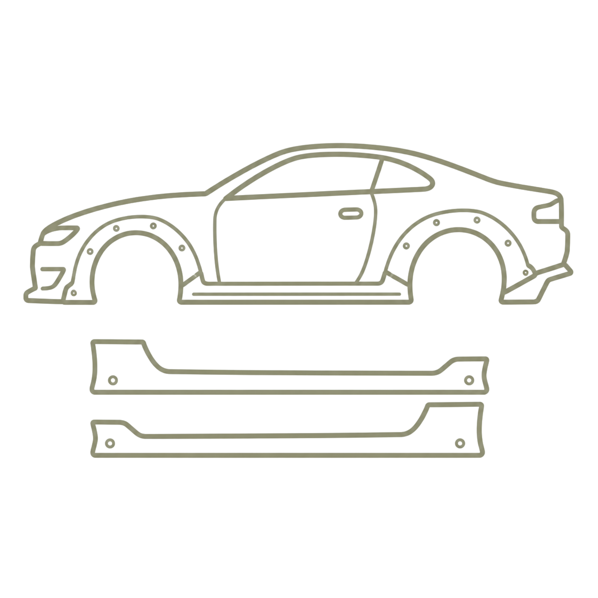 Side skirt and wide body kit icon